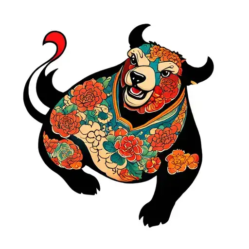 bull and bear  tattoo design idea