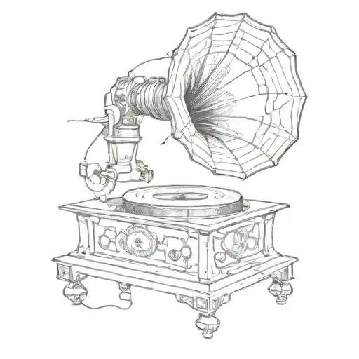 Galaxy Gramophone tattoo design idea