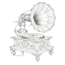Galaxy Gramophone tattoo design idea