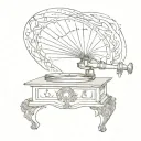 Galaxy Gramophone tattoo design idea