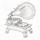 Galaxy Gramophone tattoo design idea