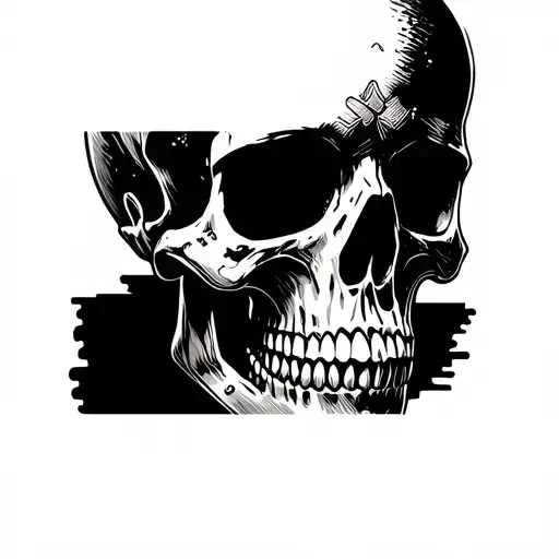 skull mechanic organic tattoo design idea