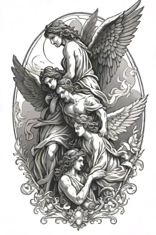 god forgiveness angels tattoo design idea
