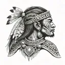 imagine an igorot warrior from the cordilleras living in Australia make it as detailed as you can also showing the 3 sta tattoo design idea