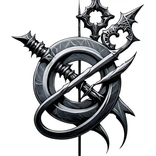 oblivion and oathkeeper key intertwined tattoo design idea