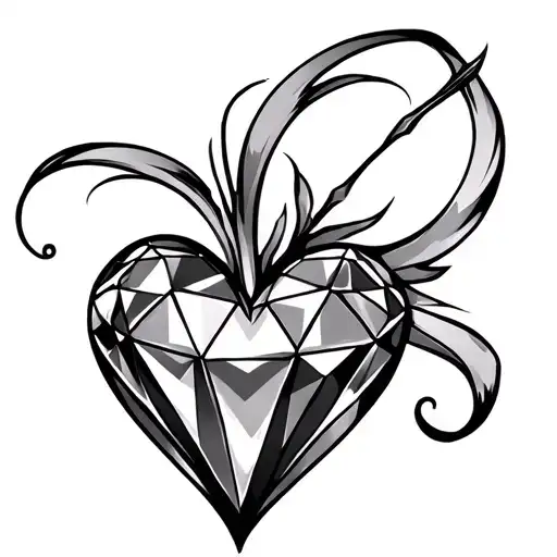 diamond heart tattoo design idea