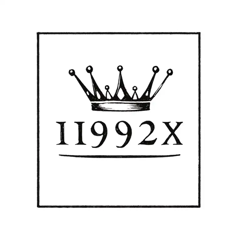 crown and 1992 roman numerals tattoo design idea