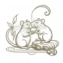 Two rats combining to form a coffee bean tattoo design idea