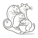 Two rats combining to form a coffee bean tattoo design idea
