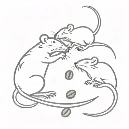 Two rats combining to form a coffee bean tattoo design idea