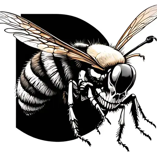 bee skeleton tattoo design idea