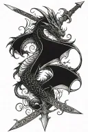 black dragon wrapped around sword tattoo design idea