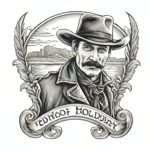 cowboy realism Wild West doc Holliday inspired tattoo design idea