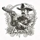 cowboy realism Wild West doc Holliday inspired tattoo design idea
