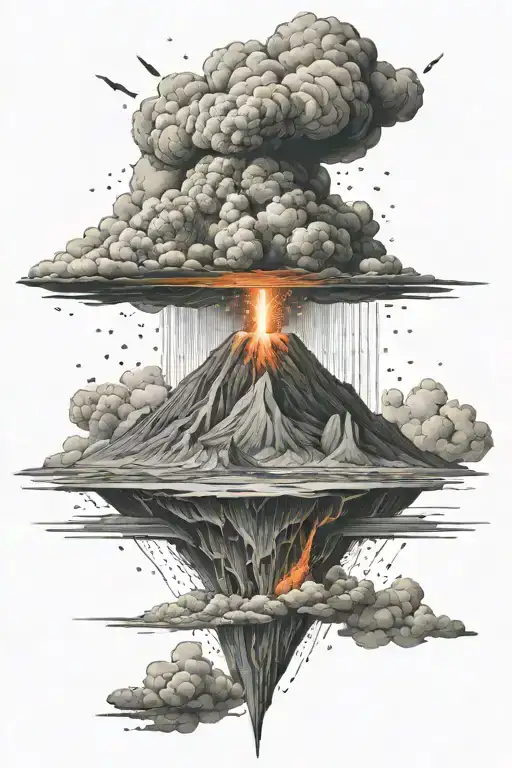 volcano erupting into space tattoo design idea