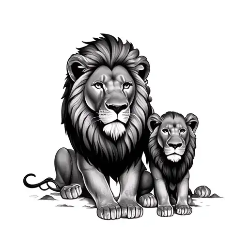 Father and son lion tattoo design idea