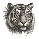 tiger emerging from the jungle tattoo design idea