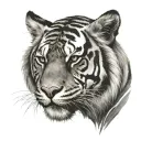 tiger emerging from the jungle tattoo design idea