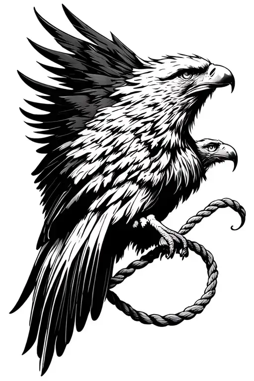 mountain eagle simply line rope tattoo design idea