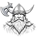 Thor viking with beard Viking helmet axe tattoo design idea