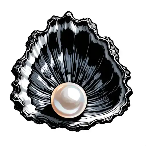 Oyster shell with pearl inside tattoo design idea