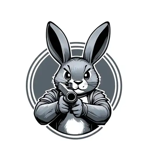 energizer bunny holding gun tattoo design idea