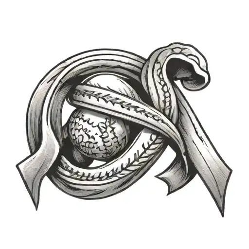 lung cancer ribbon with baseball stitching inside representing tattoo design idea