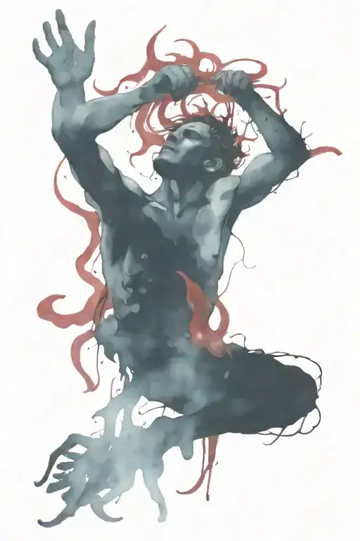 "depression's" inner demons fighting black red hot chili tattoo design idea