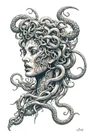 Medusa crying tattoo design idea