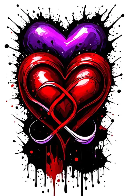 two Purple Hearts with infinity symbol in the middle tattoo design idea