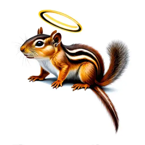 Chipmunk with a halo over head tattoo design idea
