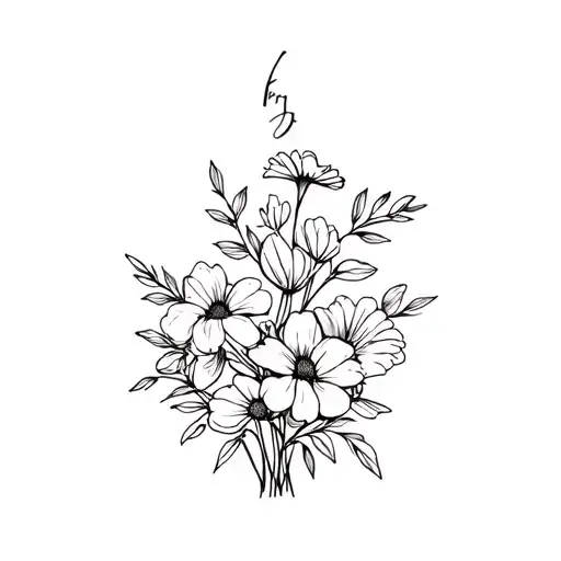 February January July June April Birth Flower Bouquet tattoo design idea