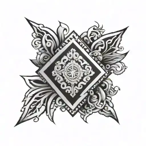 biblical patch work sleeve tattoo with geometric background design tattoo design idea