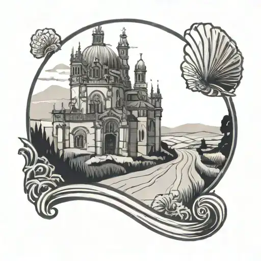 the shell of the Camino de Santiago, minimalist tattoo design idea