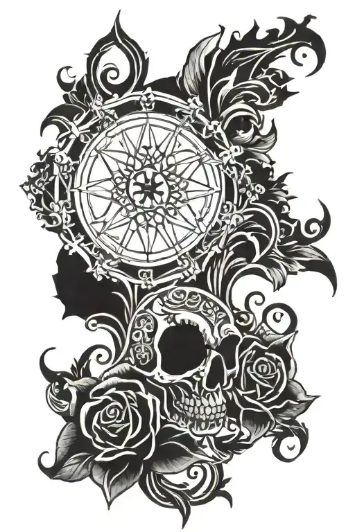 dark gothic  line black work tattoo design idea