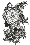 dark gothic  line black work tattoo design idea