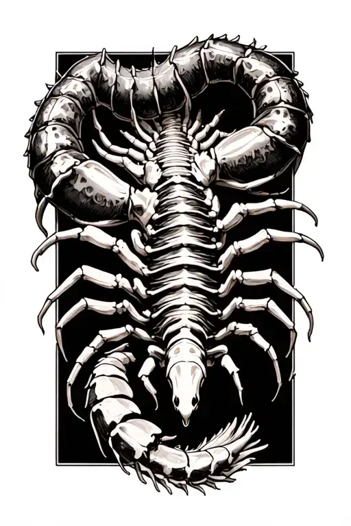 scolopendra made of bones tattoo design idea