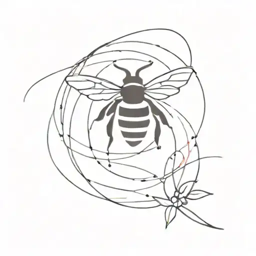 date written 6/14/2009 with a minimalistic bee around it. red ink, want it simple tattoo design idea