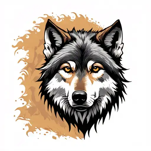 Oak with a sand watch and a wolf tattoo design idea