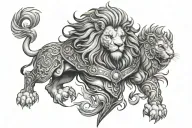 warrior lion surrounded tattoo design idea