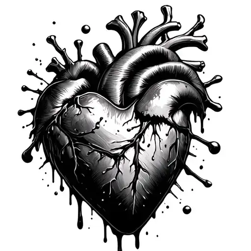 bloody heart sketchy with a treasure made of dreams inside tattoo design idea