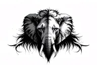 half lion half elephant head straight on tattoo design idea