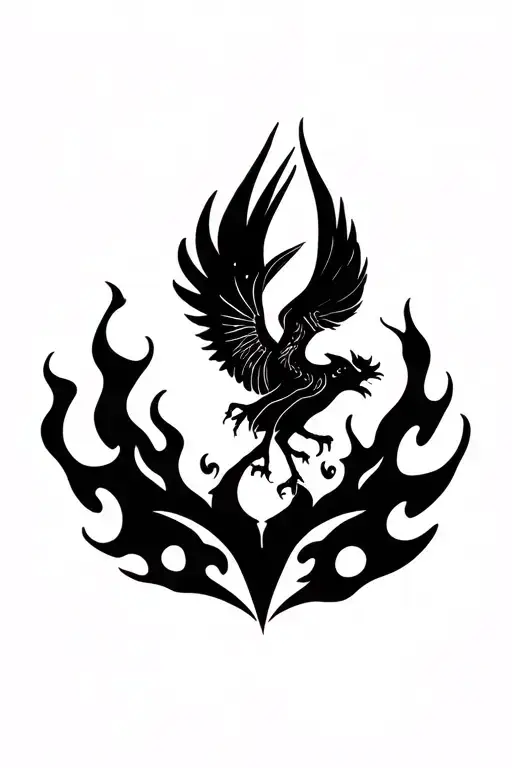 coverup Phoenix rising from flames tattoo design idea