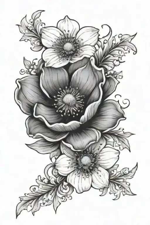 anemone and stars tattoo design idea