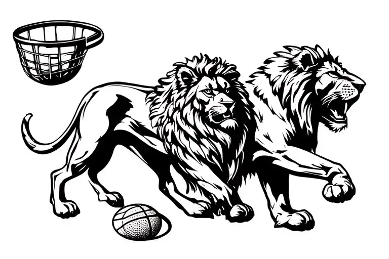 31 police basket ball and lion  tattoo design idea