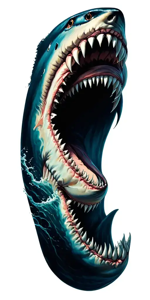 megalodon shark jaw tattoo design idea