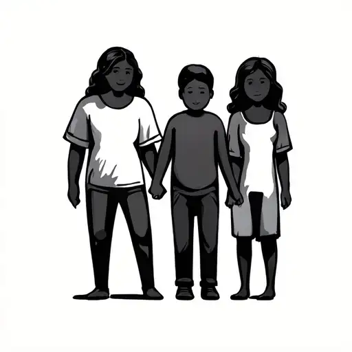 family holding hands tattoo design idea