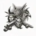 indigenous with car and Air Force  tattoo design idea