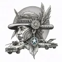 indigenous with car and Air Force  tattoo design idea