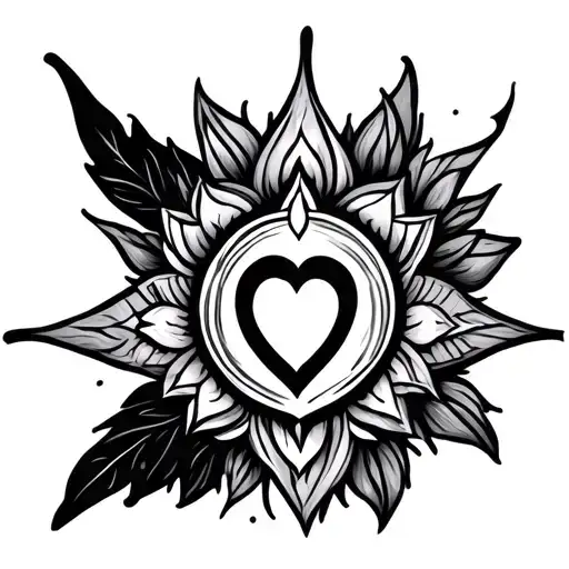 heart chakra symbols tattoo design idea